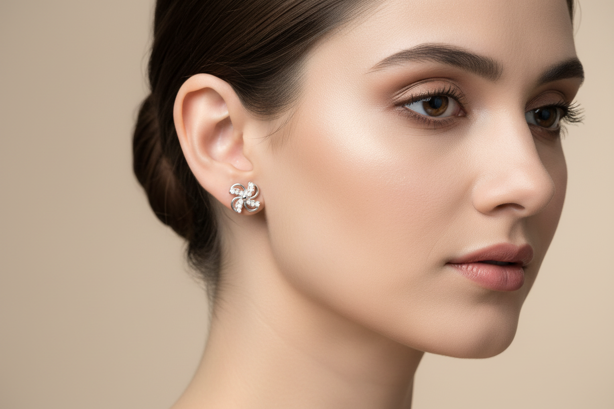 92.5 Silver Rose Gold Plated Stylish Earrings for Women | Elegant Modern Design | Trendy Jewellery