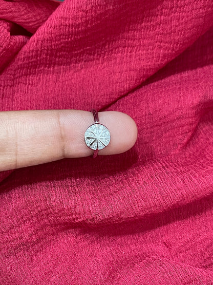 92.5 Silver White Stone Round Kids Ring | Adjustable Baby Ring for Girls & Boys | Elegant Design