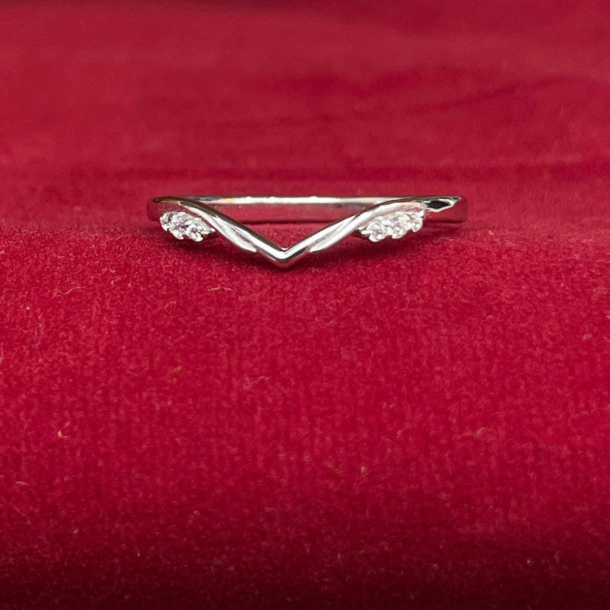 92.5 Sterling Silver Twin CZ Shoulder Finger Ring