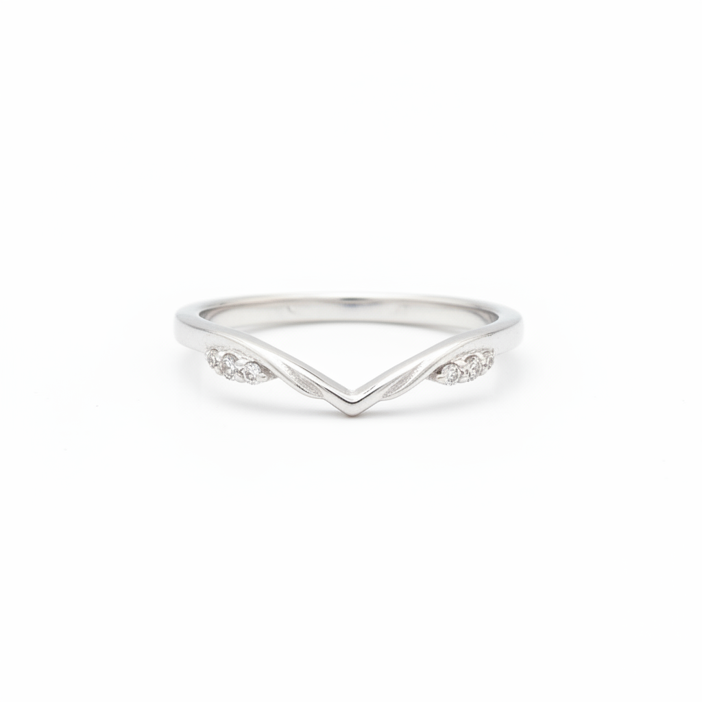 92.5 Sterling Silver Twin CZ Shoulder Finger Ring