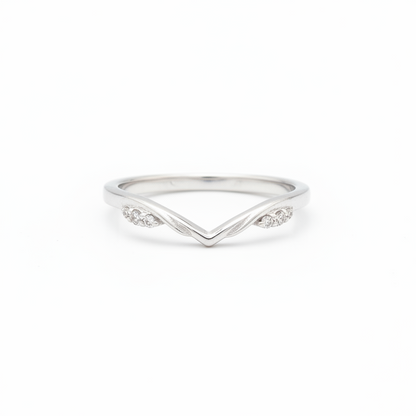 92.5 Sterling Silver Twin CZ Shoulder Finger Ring