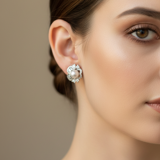 92.5 Silver Stylish Pearl Earrings for Women | Elegant Classic Design | Premium Jewellery