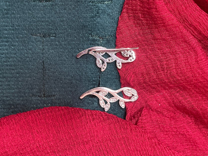92.5 silver stylish classy leaf earcuffs