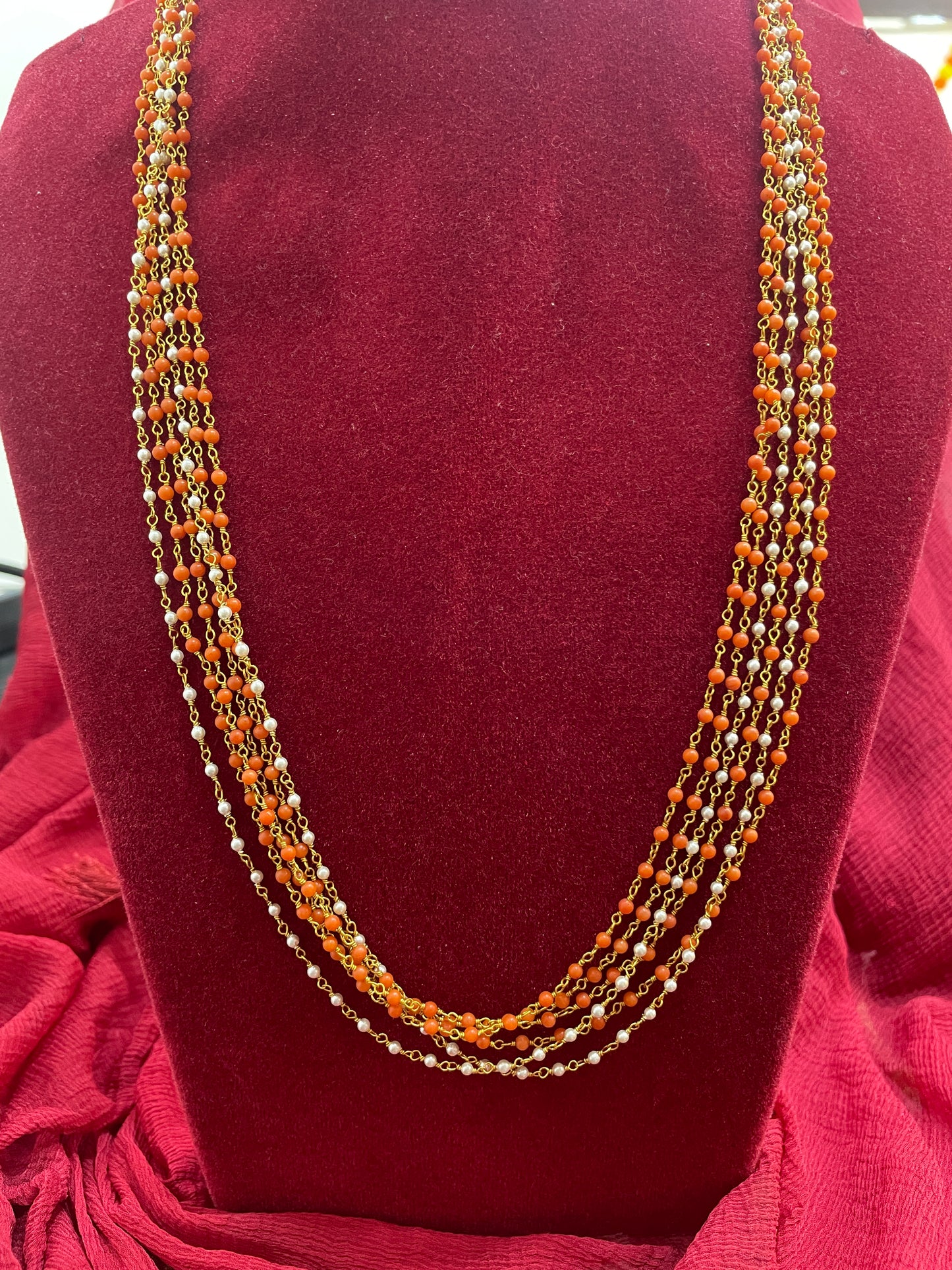 Silver gold plated nakshi mala 20 inches