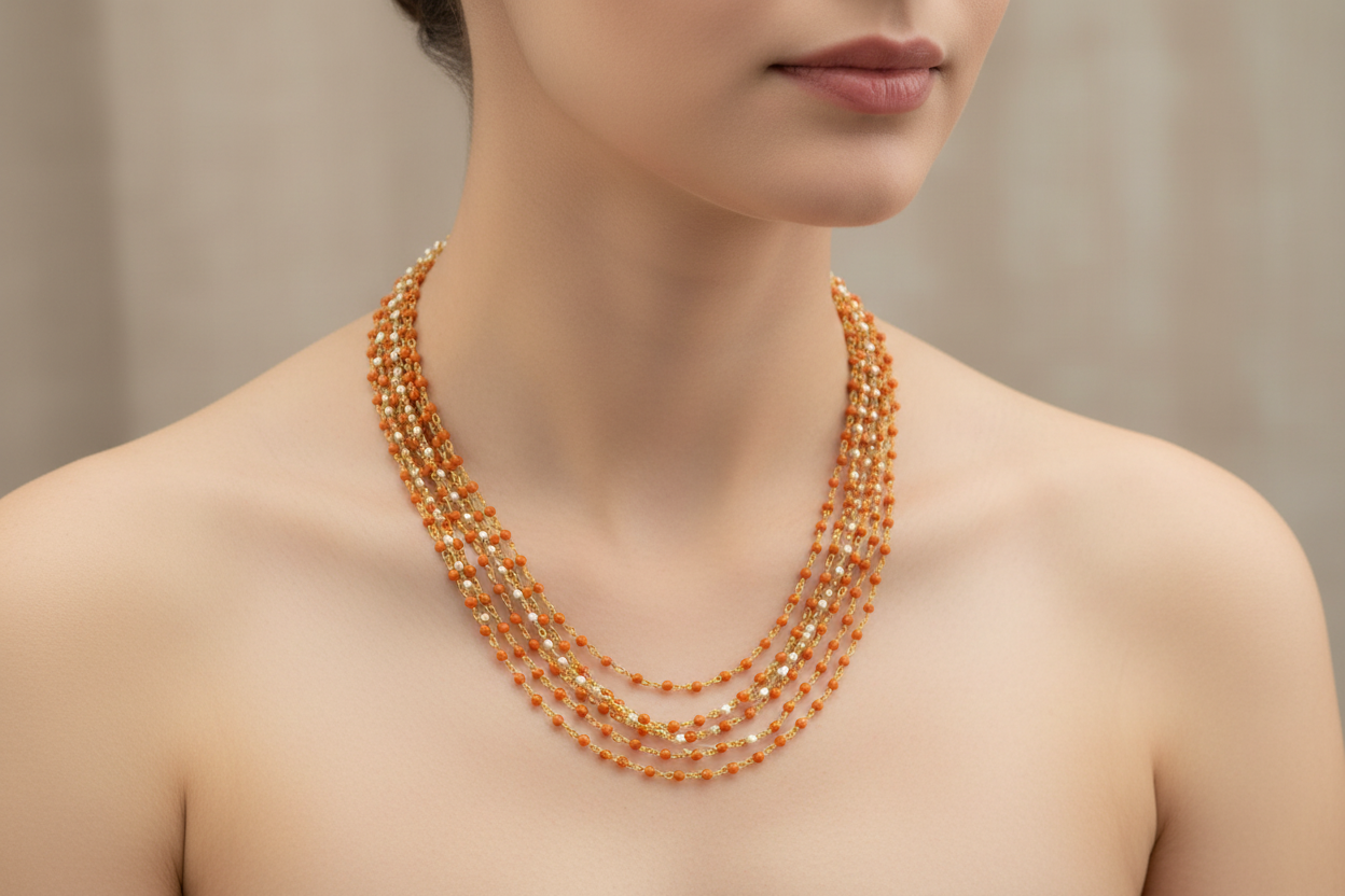 Silver gold plated nakshi mala 20 inches