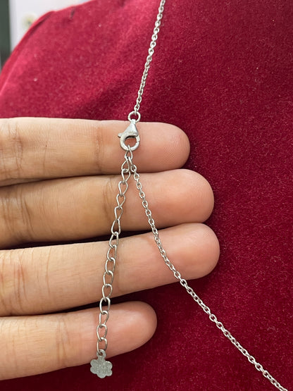 92.5 Silver White Stone Necklace for Women 19 Inches | Stylish Sparkling Design | Elegant Jewellery