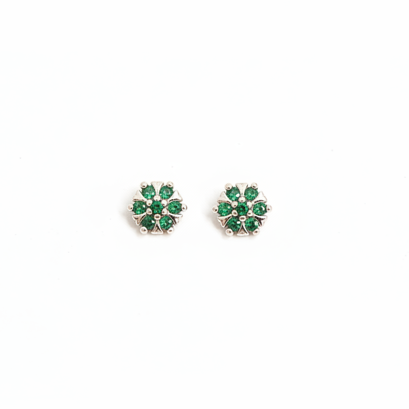 925 Silver Green Stone Studs