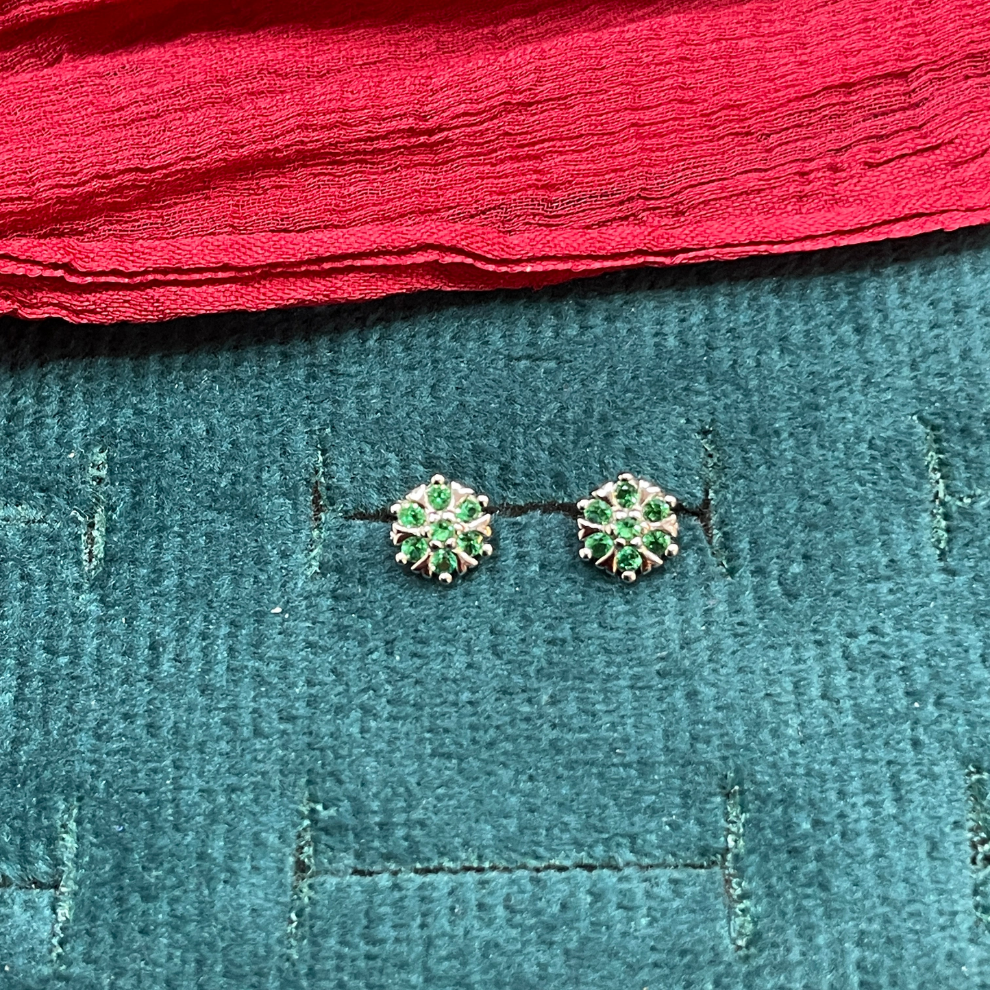 925 Silver Green Stone Studs