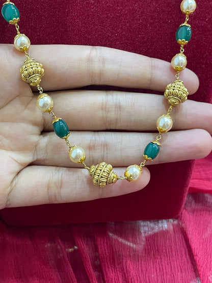 Silver gold plated nakshi mala 21 inches