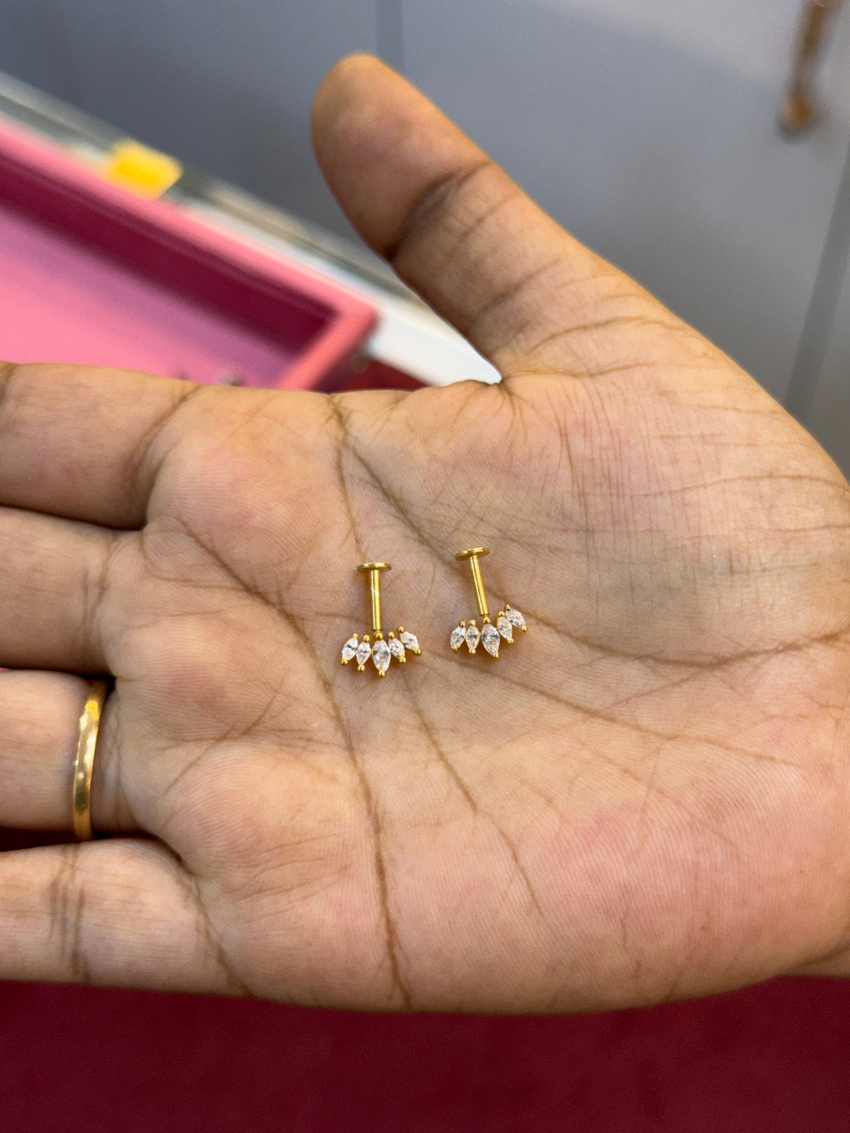 92.5 Silver Gold Plated Five Leaf Dainty Bugadi Pair | Minimal Floral Design | Jewellery