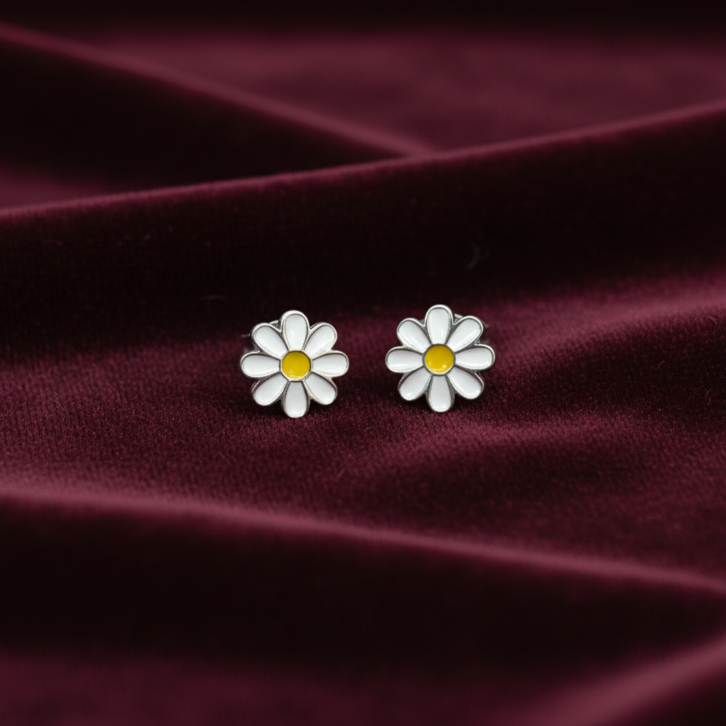 925 Silver Daisy Hoops