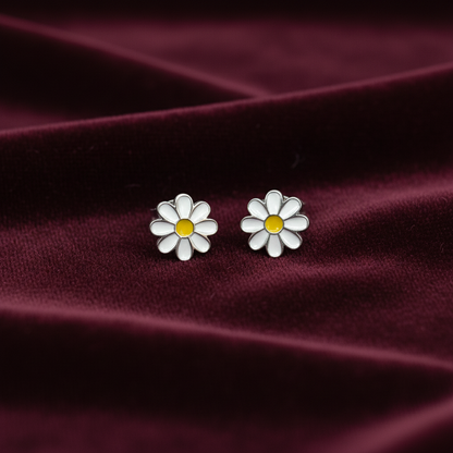 925 Silver Daisy Hoops