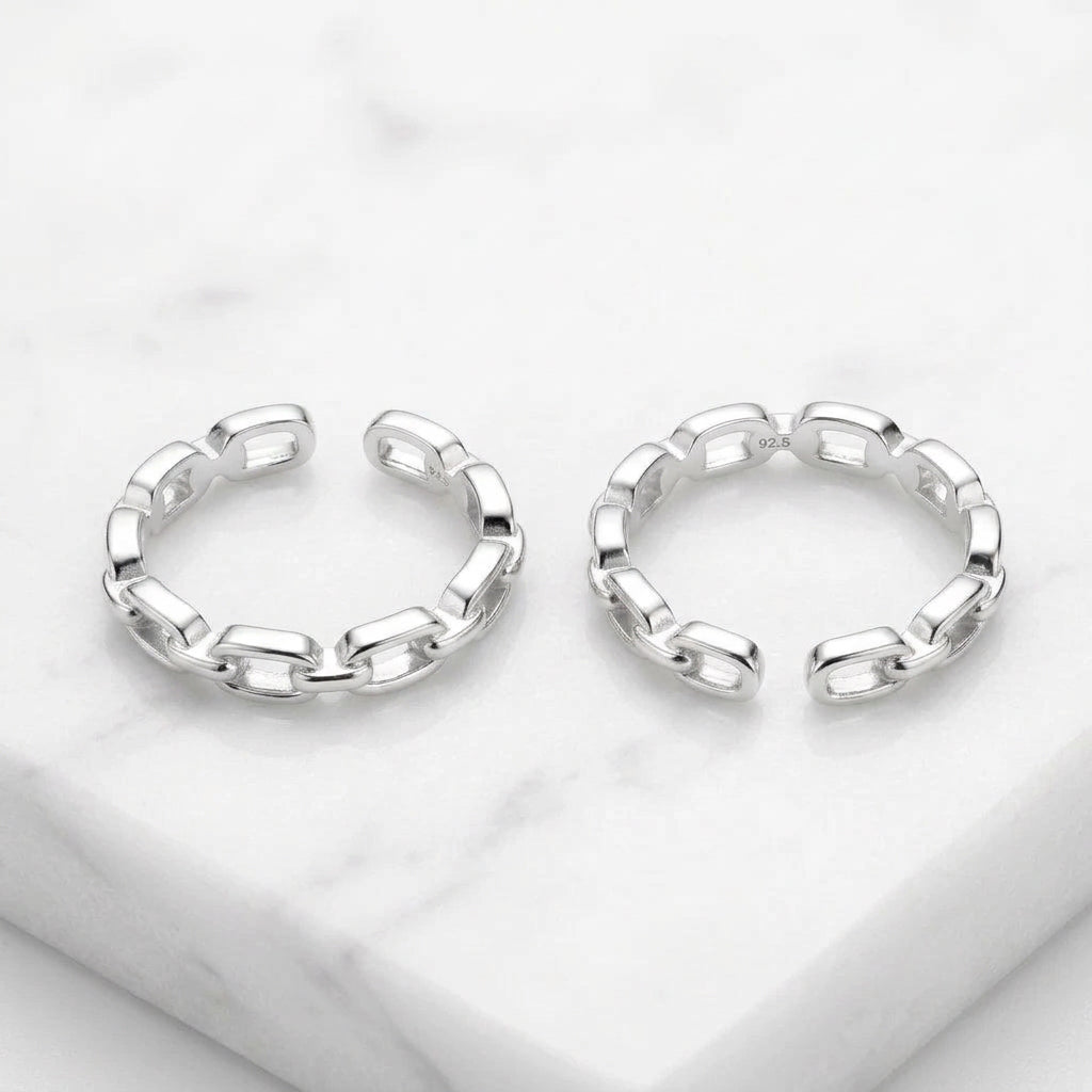92.5 Silver Chain Link Band Toe Rings