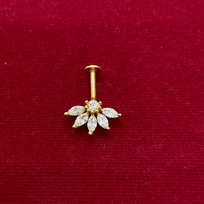 92.5 Silver Gold Plated Half Flower Bugadi Pair | Minimal Floral Elegant Design | Jewellery(pair)