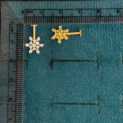 92.5 Silver Floral Piercing Bugadi Pair