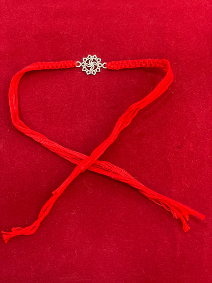 925 Sterling Silver Floral Mandala Rakhi | Red Thread Rakhi for Raksha Bandhan