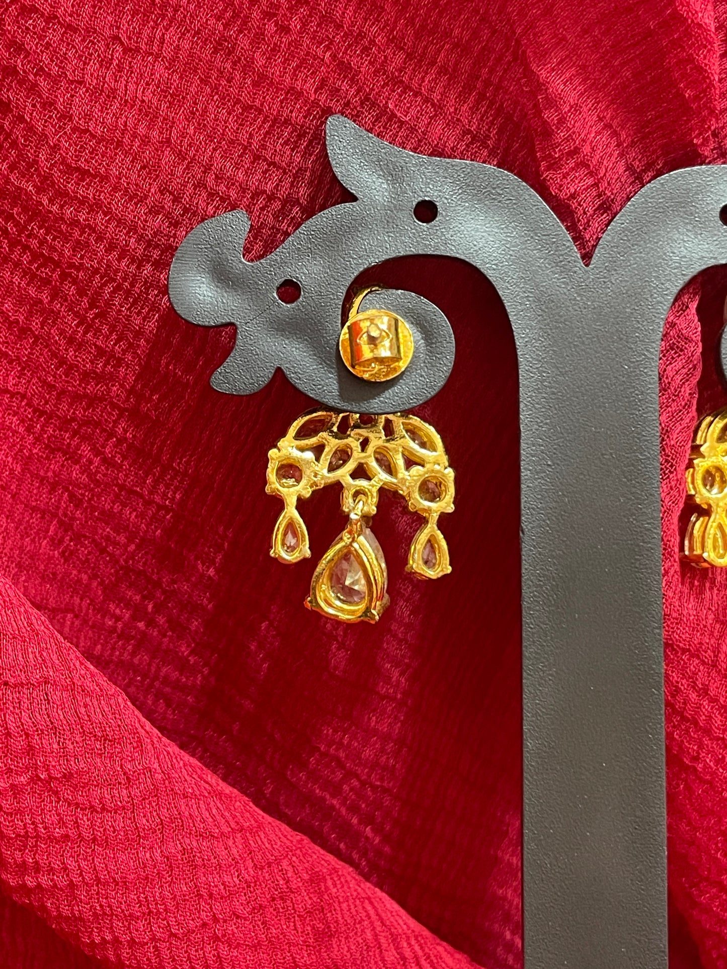 92.5 Silver Gold Plated White Stone Earrings for Women | Trendy Sparkling Design | Elegant Jewellery