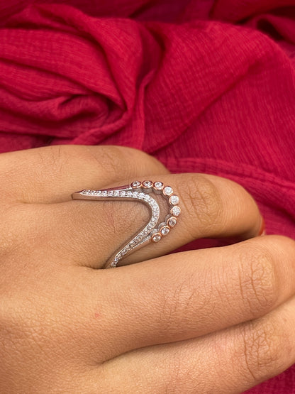 92.5 Silver Vanki Ring for Women Size 14 | Stylish Heritage Design | Elegant Ethnic Jewellery