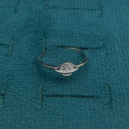 92.5 Sterling Silver Pave CZ Saturn Planet Finger Ring for Women