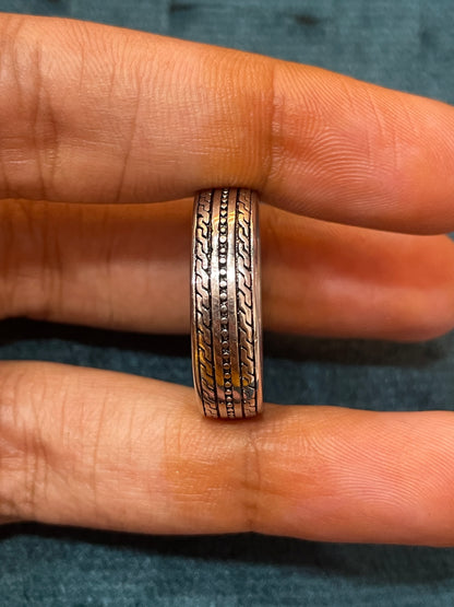 92.5 Silver Oxidised Men’s Ring Size 25 | Stylish Bold Vintage Design | Elegant Jewellery