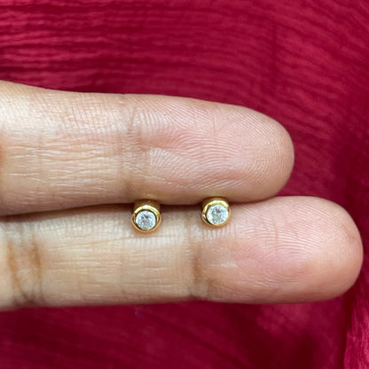 925 Silver Gold Plated Single Stone Studs