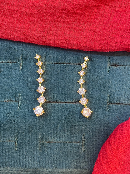 92.5 silver gold plated white stone earcuffs