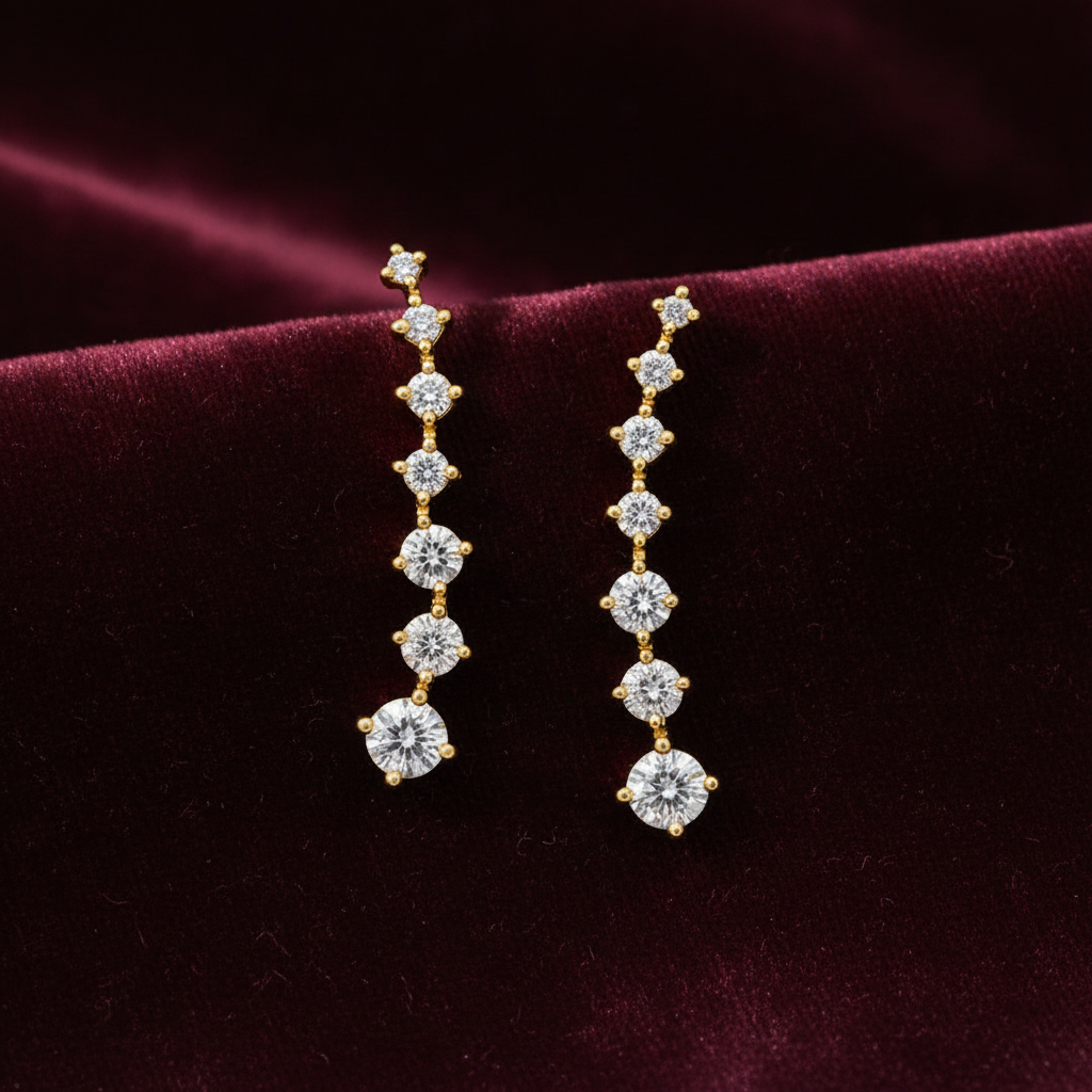 92.5 silver gold plated white stone earcuffs