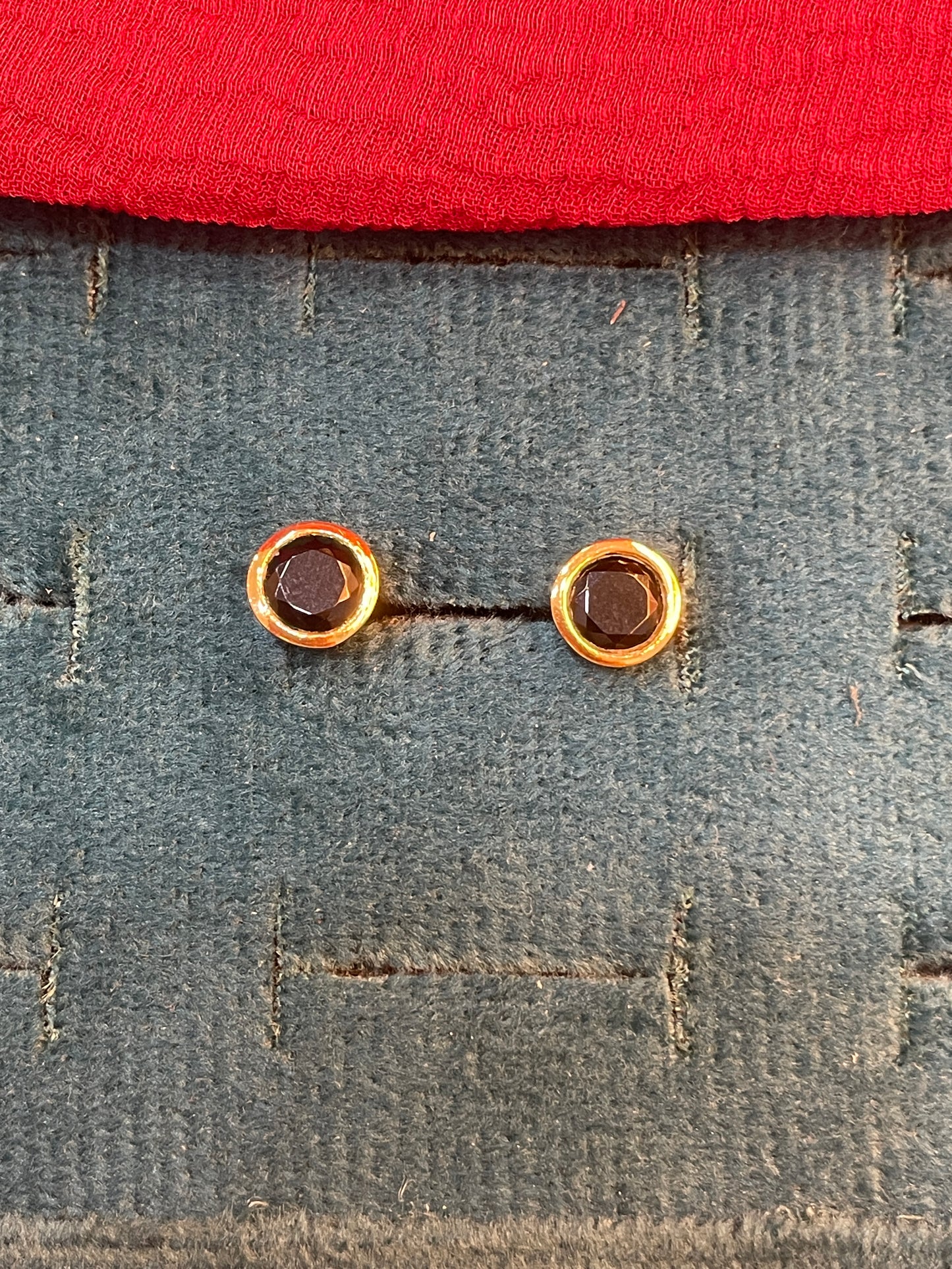 92.5 silver gold plated black stone earrings