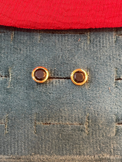 92.5 silver gold plated black stone earrings