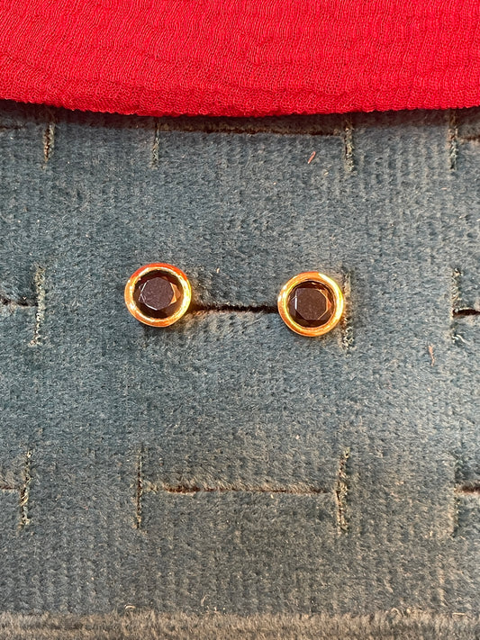 92.5 silver gold plated black stone earrings