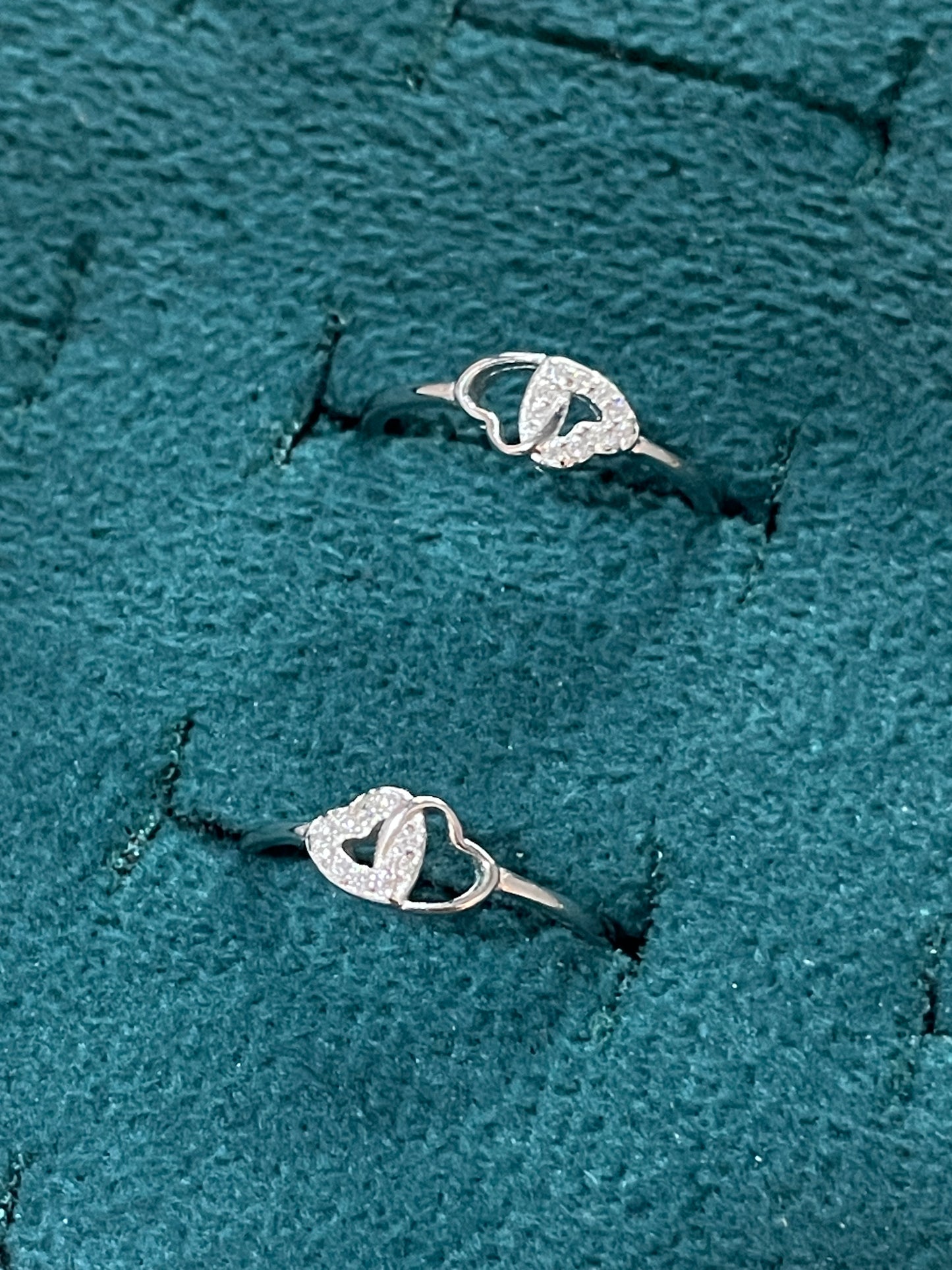 92.5 Sterling Silver Double Heart Toe Rings for Women | Romantic Elegant Design