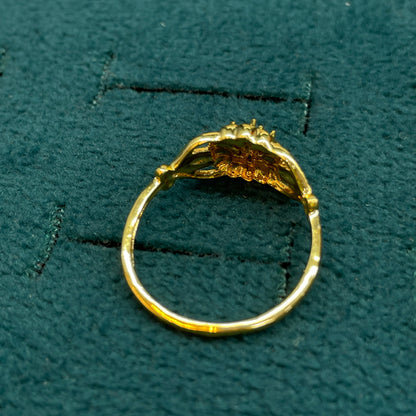92.5 Silver Gold Plated Green & Pink CZ Floral Ring for Women