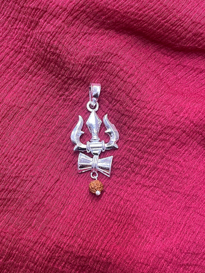 92.5 Silver Trishul Pendant for Men & Women | Trishulam Symbol Design | Traditional Spiritual Jewellery