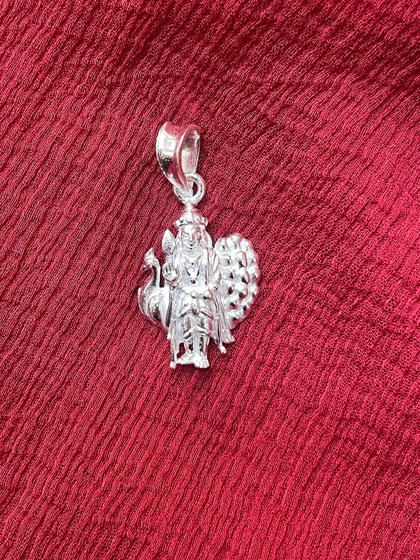 92.5 Silver Murugan Pendant for Men & Women | Subramanya Swamy Divine Design | Temple Jewellery
