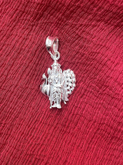 92.5 Silver Murugan Pendant for Men & Women | Subramanya Swamy Divine Design | Temple Jewellery