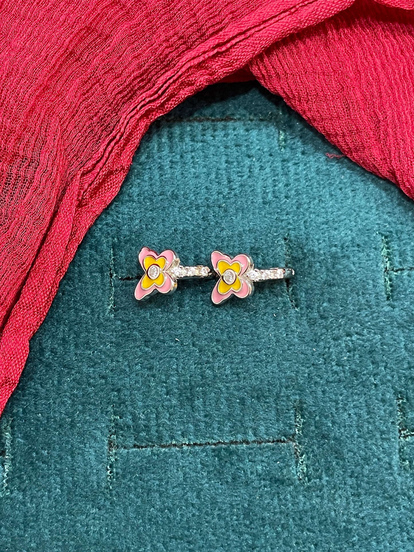 925 Silver Pink Butterfly Hoops