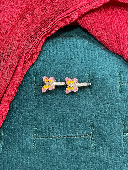 925 Silver Pink Butterfly Hoops