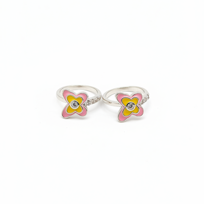 925 Silver Pink Butterfly Hoops