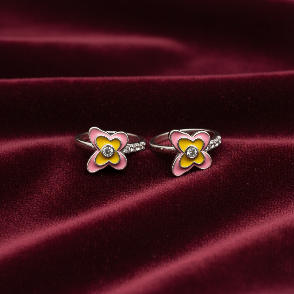 925 Silver Pink Butterfly Hoops