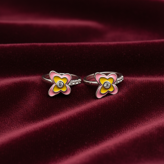 925 Silver Pink Butterfly Hoops