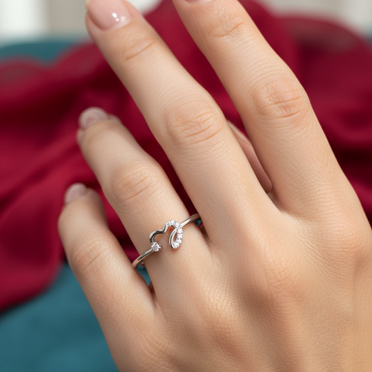 92.5 Silver Heart Ring Size 12