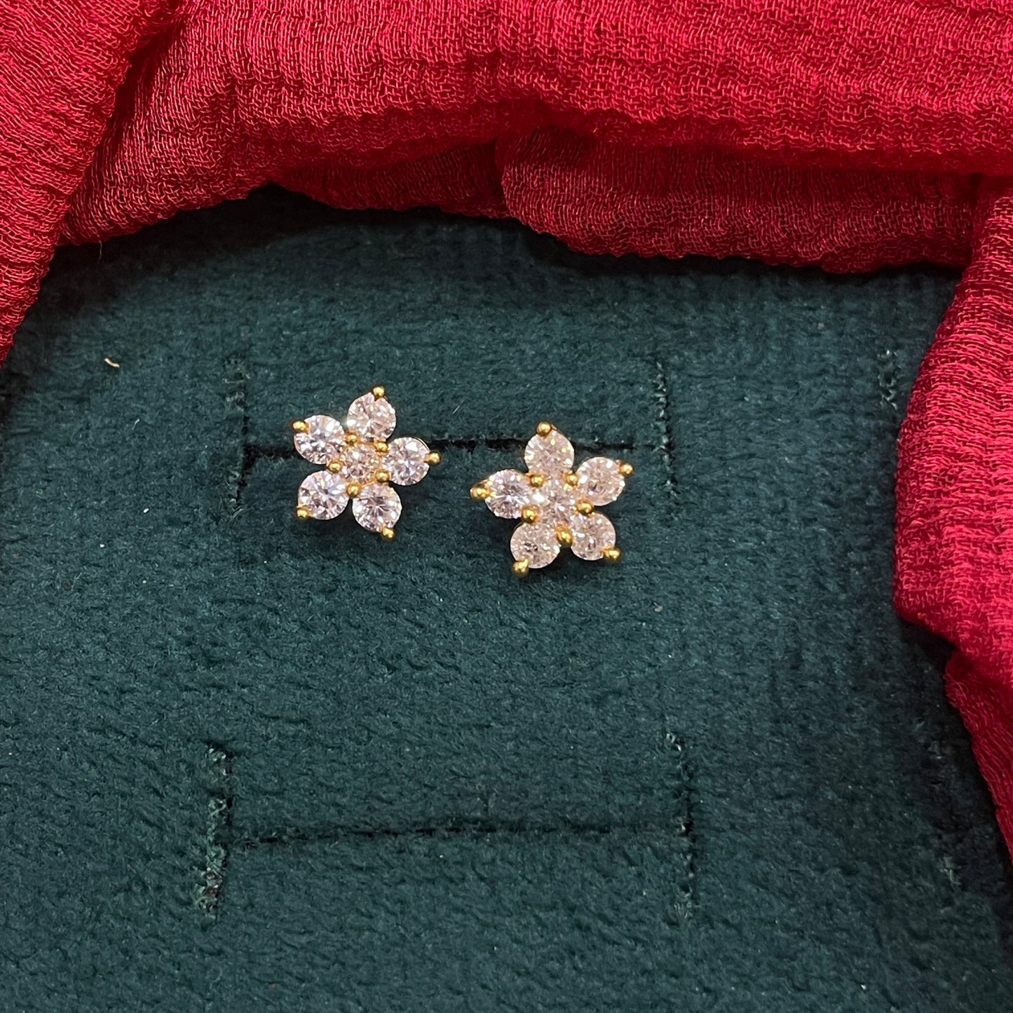 925 Silver Gold Plated 5 Petal Studs for Women | Floral Design