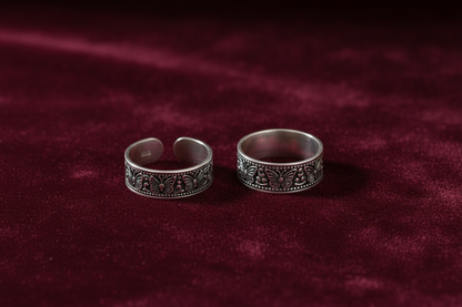 92.5 Silver Toe Rings for Women | Butterfly Oxidised Design | Traditional Jewellery