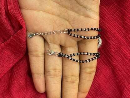 92.5 Silver Black Beads Bracelet for Women 7.5 Inches | Stylish Minimal Design | Elegant Daily Wear Jewellery