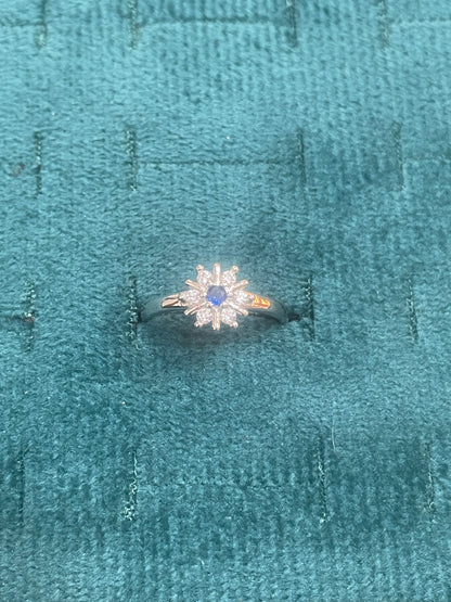 92.5 Silver Blue Stone Flower Ring for Women Size 13 | Stylish Floral Accent | Elegant Fashion Jewellery