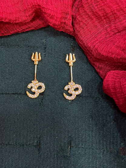 925 Silver Gold Plated Om Trishul Bugadi