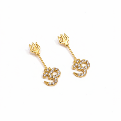 925 Silver Gold Plated Om Trishul Bugadi