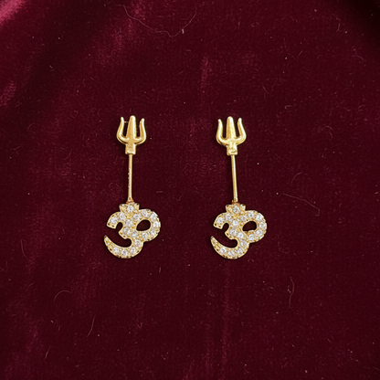 925 Silver Gold Plated Om Trishul Bugadi