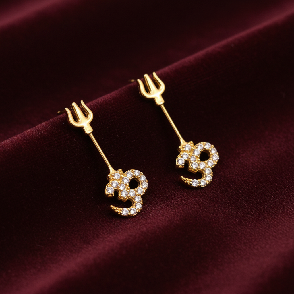 925 Silver Gold Plated Om Trishul Bugadi