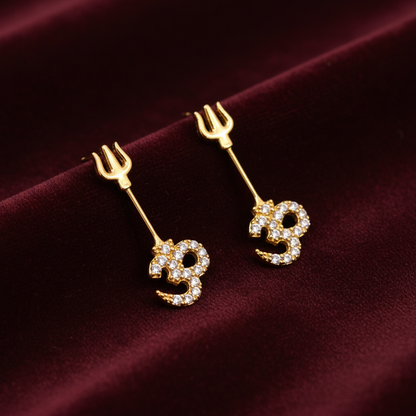 925 Silver Gold Plated Om Trishul Bugadi